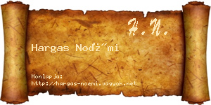 Hargas Noémi névjegykártya